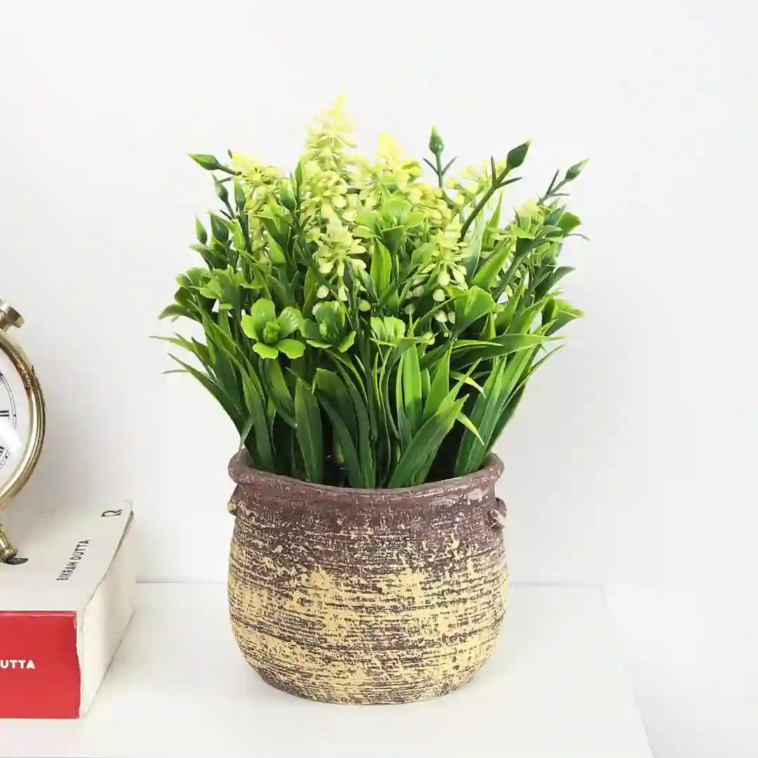 Faux Lavender Bonsai Plant with Artisanal Pot - Artificial Plant