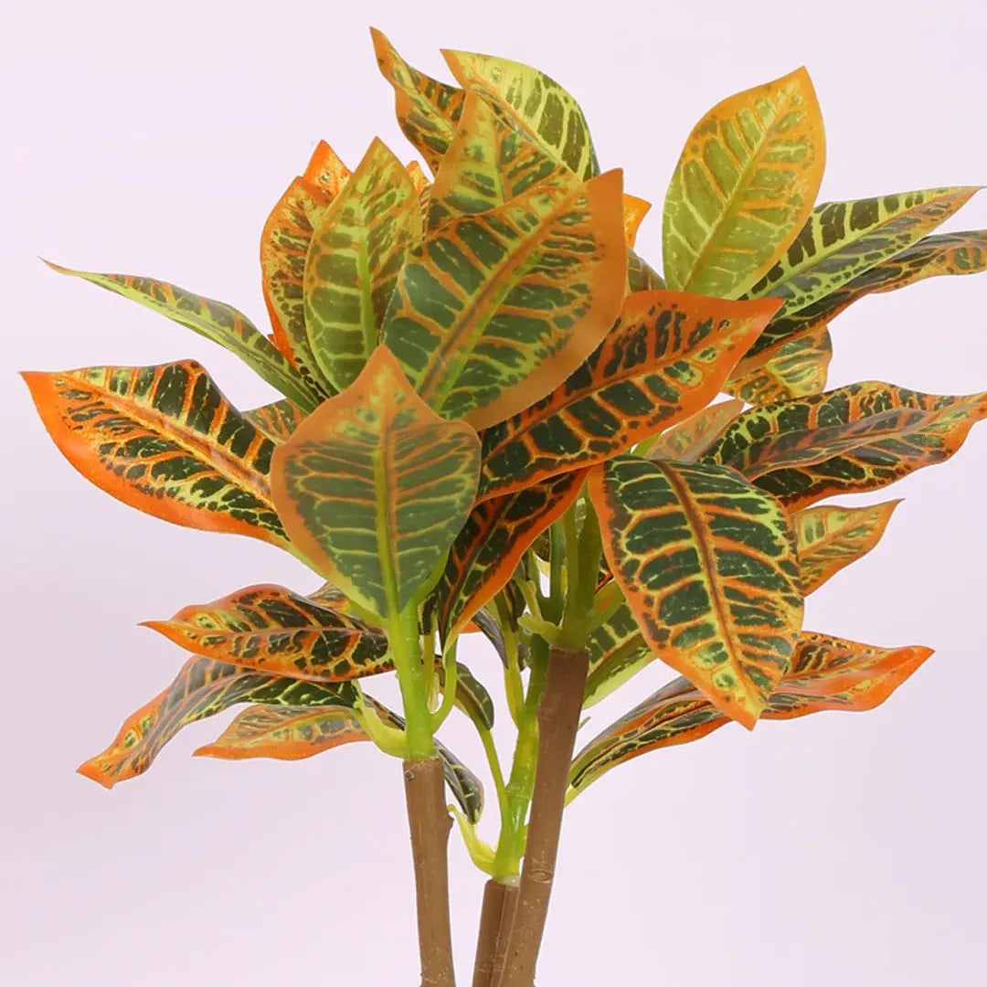 Faux Red & Green Ficus Bonsai Plant With White Pot - Artificial Plant