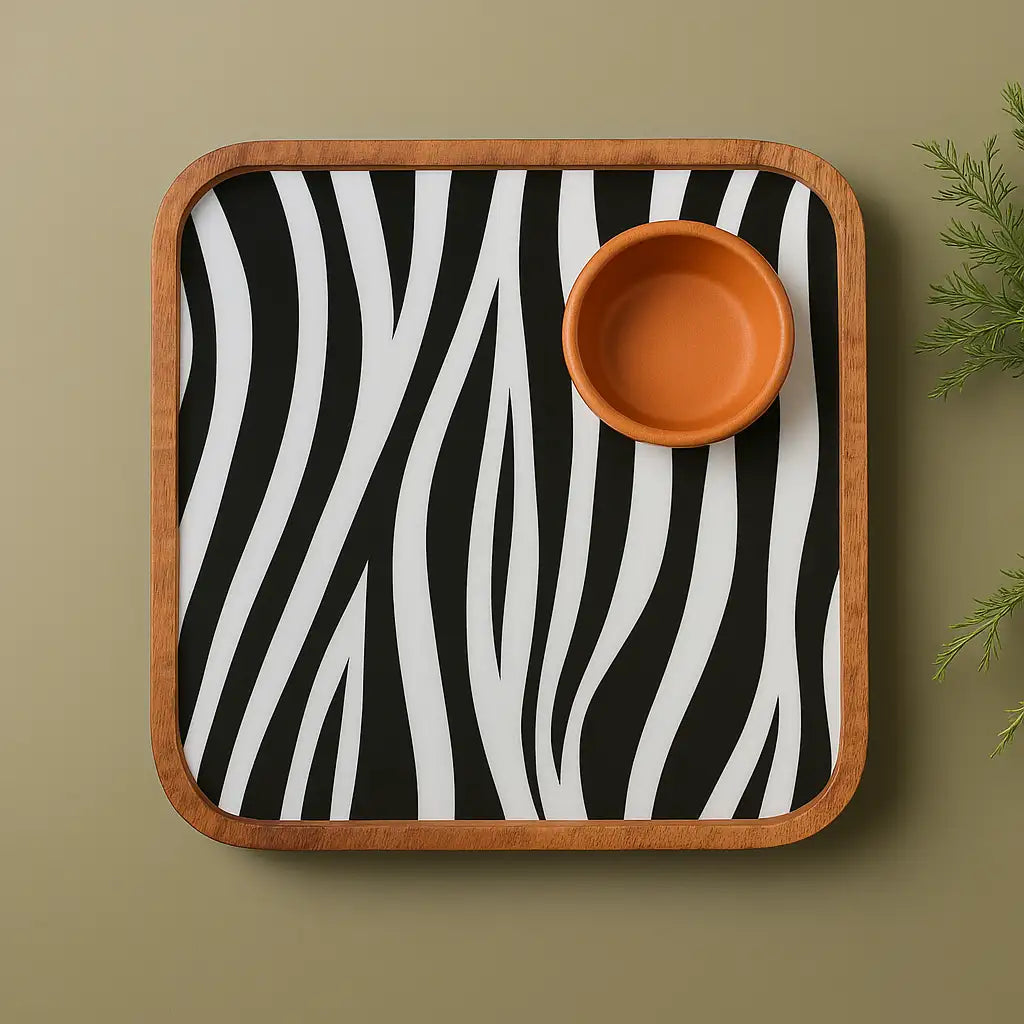 Stylish Zebra Pattern Wooden Serveware