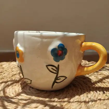 Multicolor Hearts & Flowers Ceramic Mug - 200 ml