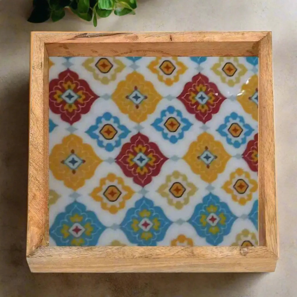 Multicolor Moroccan Pattern Wooden Serveware