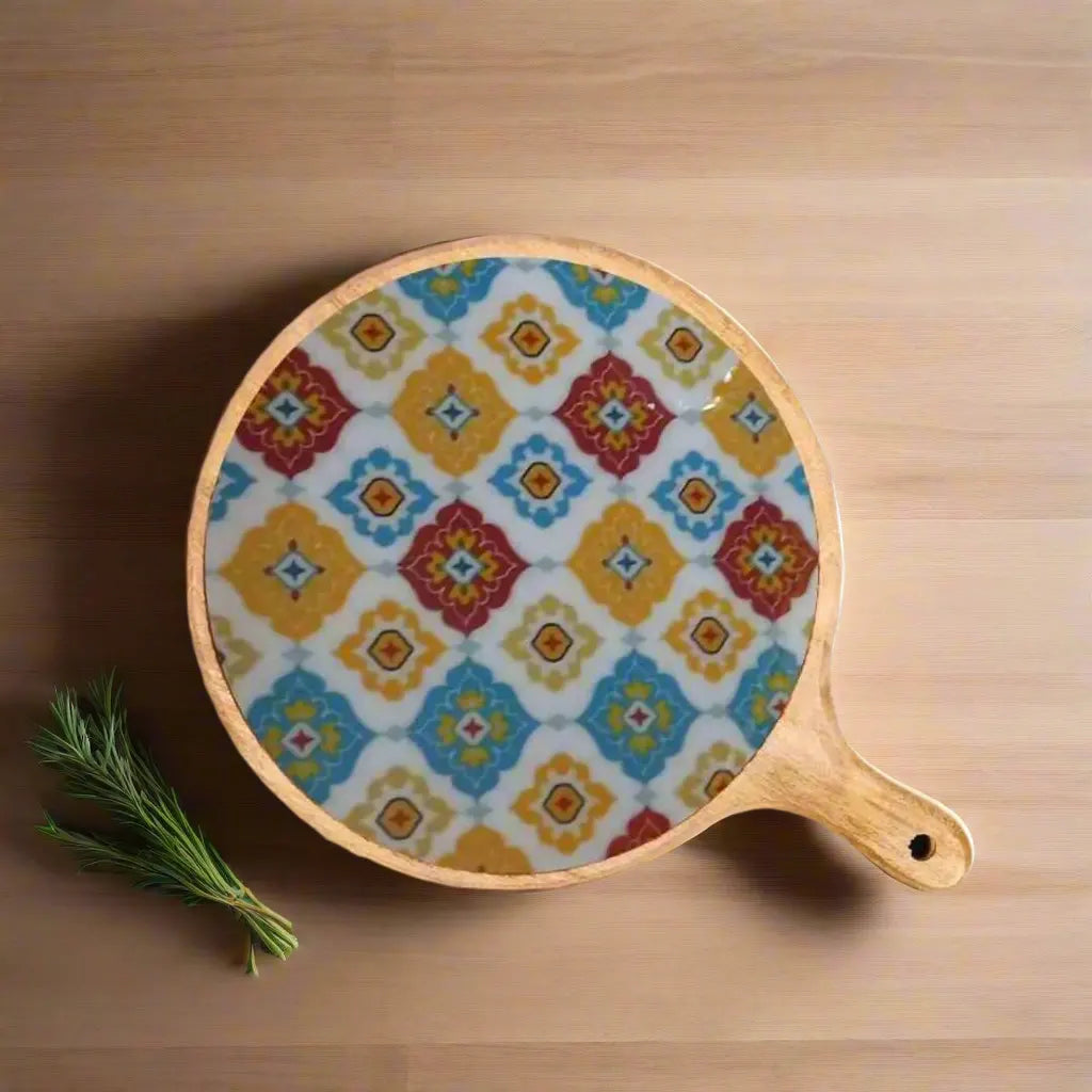 Multicolor Moroccan Pattern Wooden Serveware