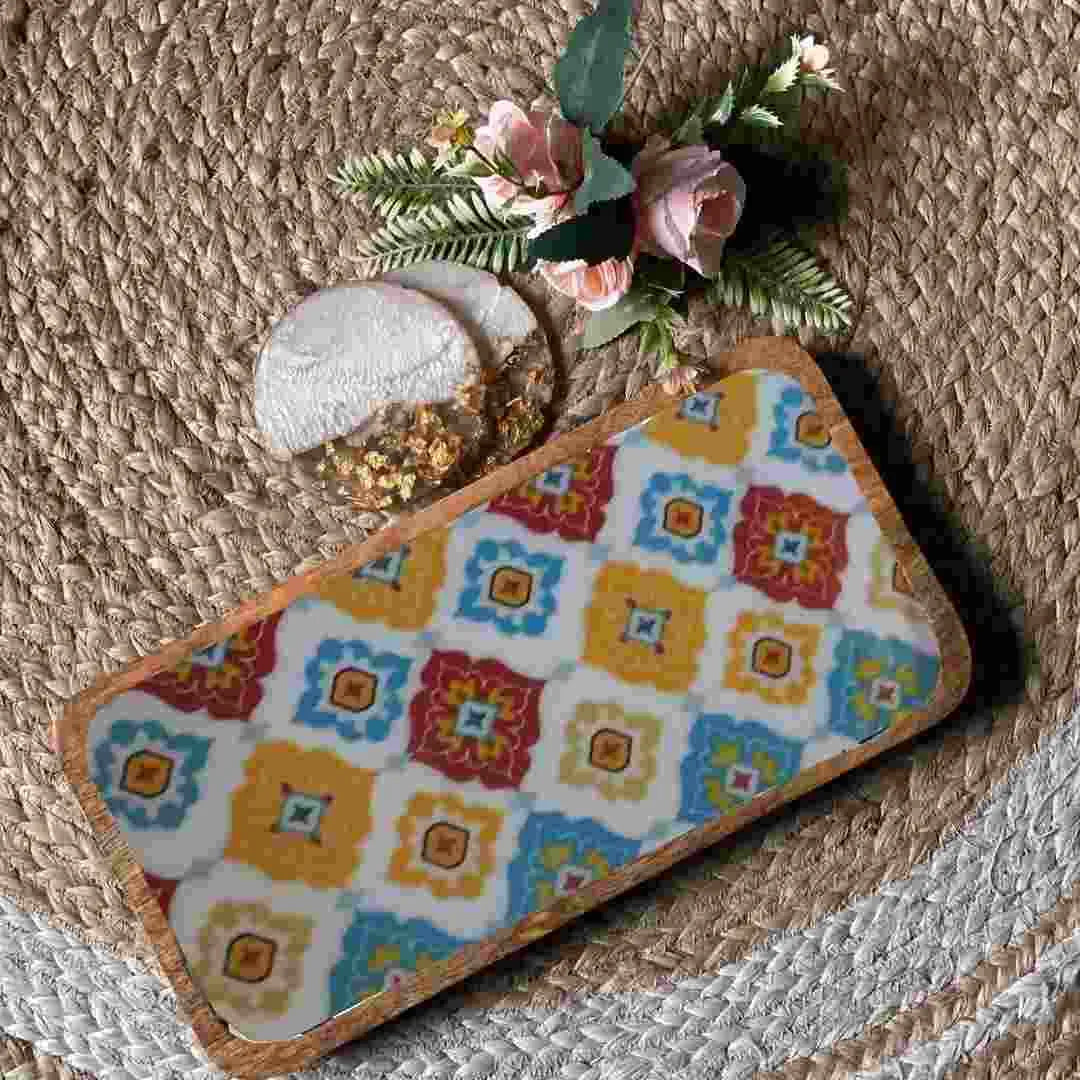 Multicolor Moroccan Pattern Wooden Serveware