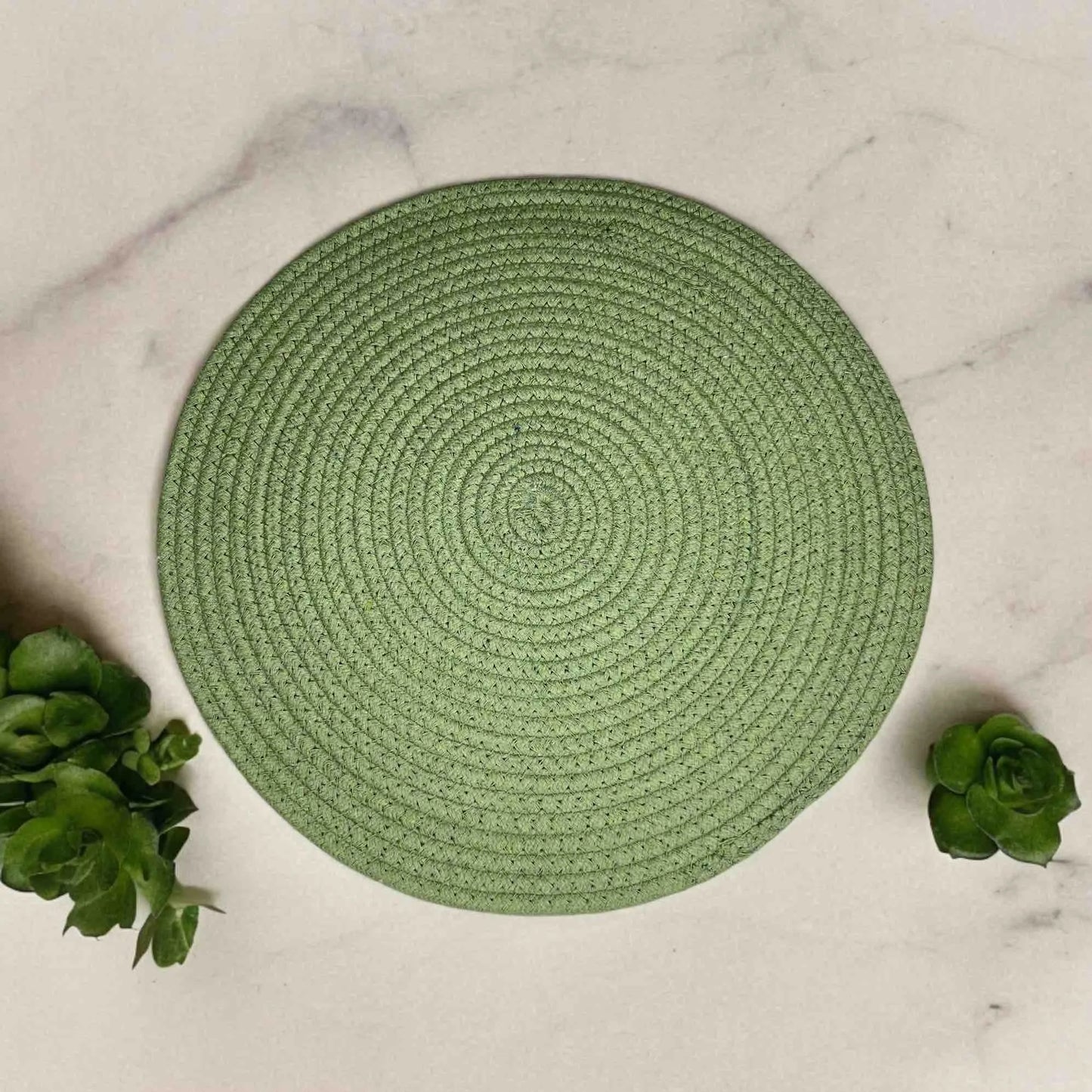 Light Green Cotton Braided Placemats