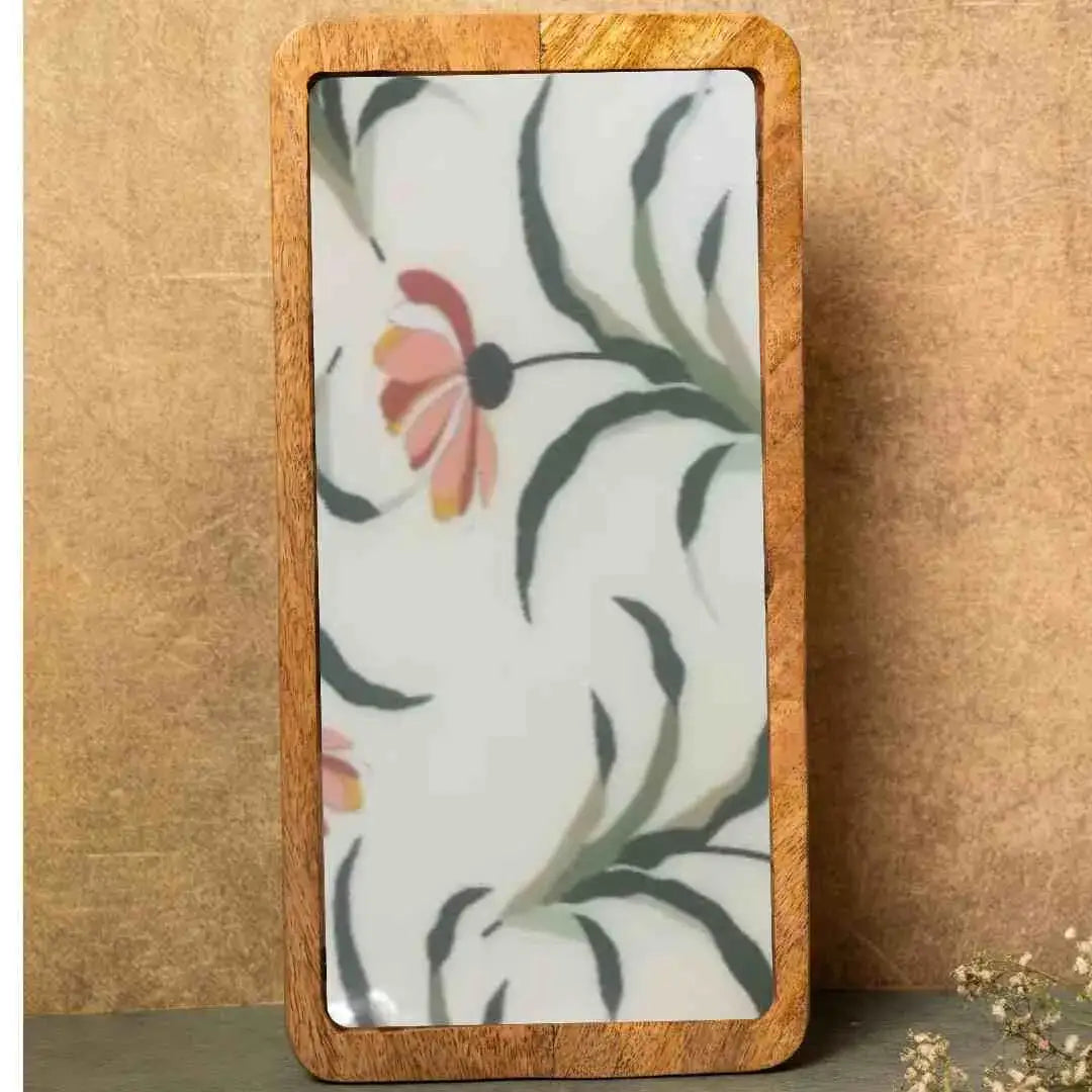 Beautiful Pink Flowers Print Wooden Serveware