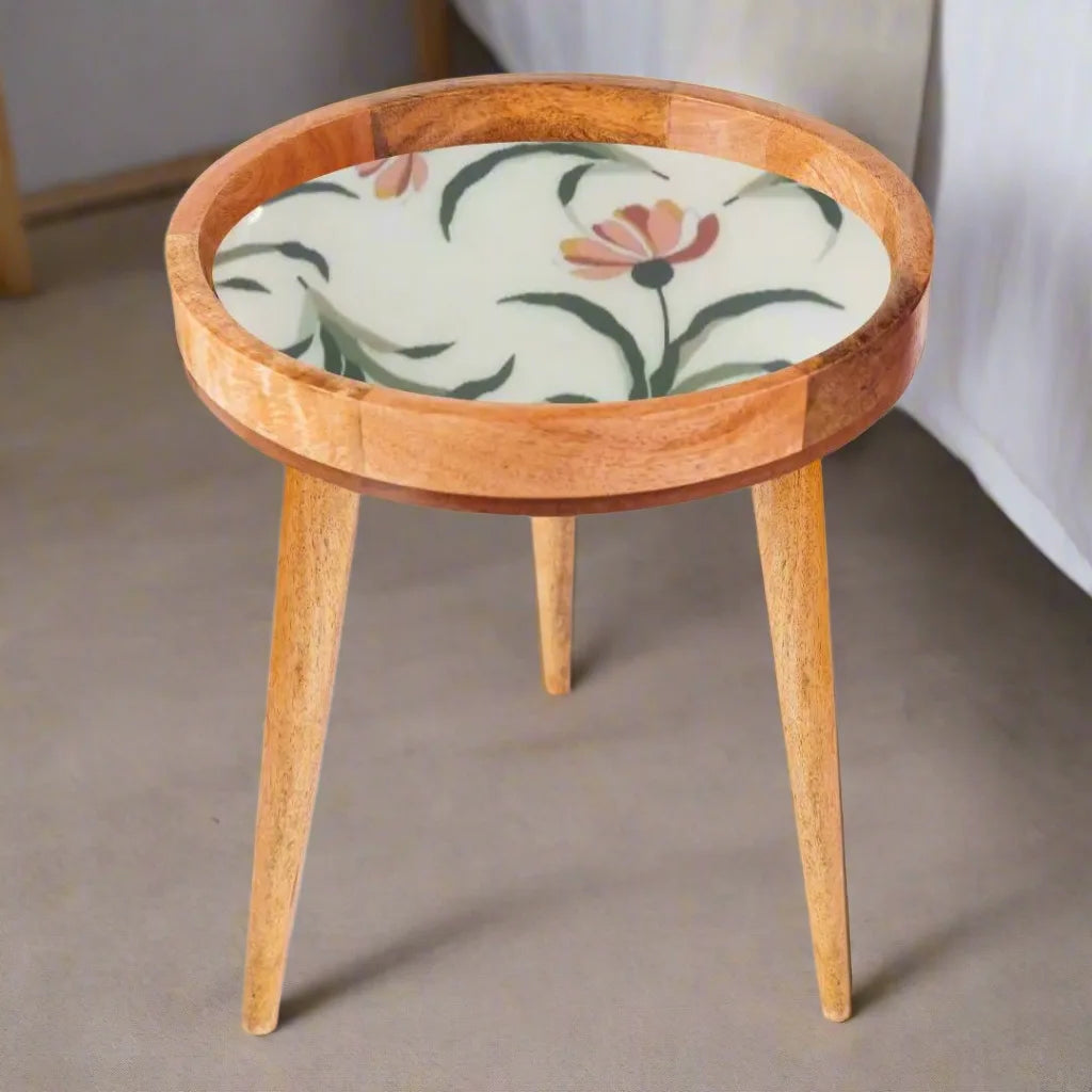 Beautiful Pink Flowers Print Wooden Serveware