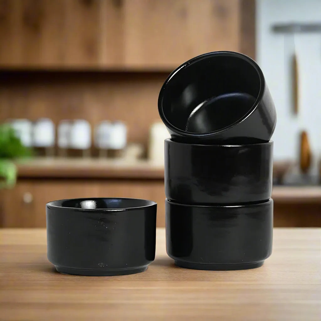 Black Handcrafted Ceramic Dip Bowls