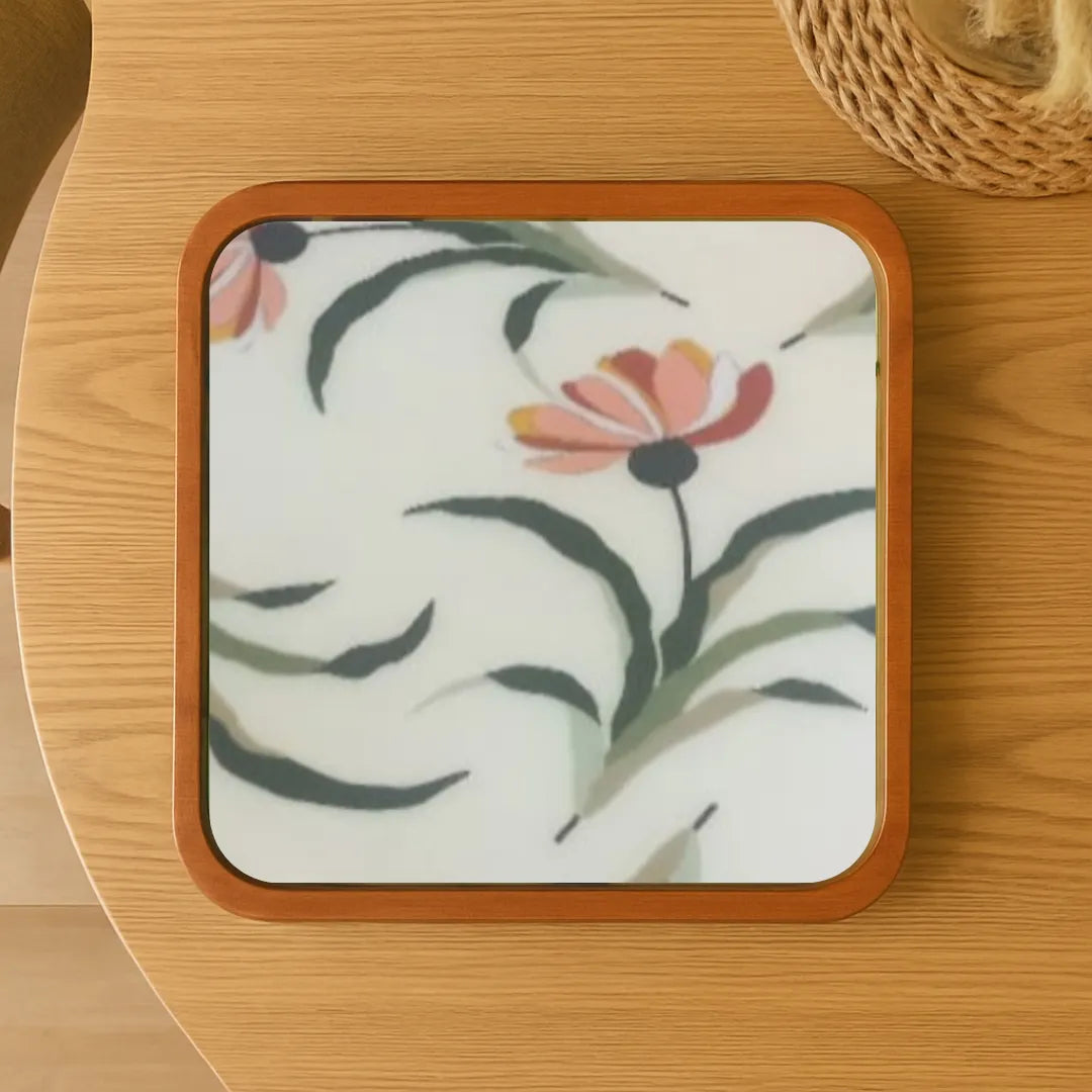 Beautiful Pink Flowers Print Wooden Serveware