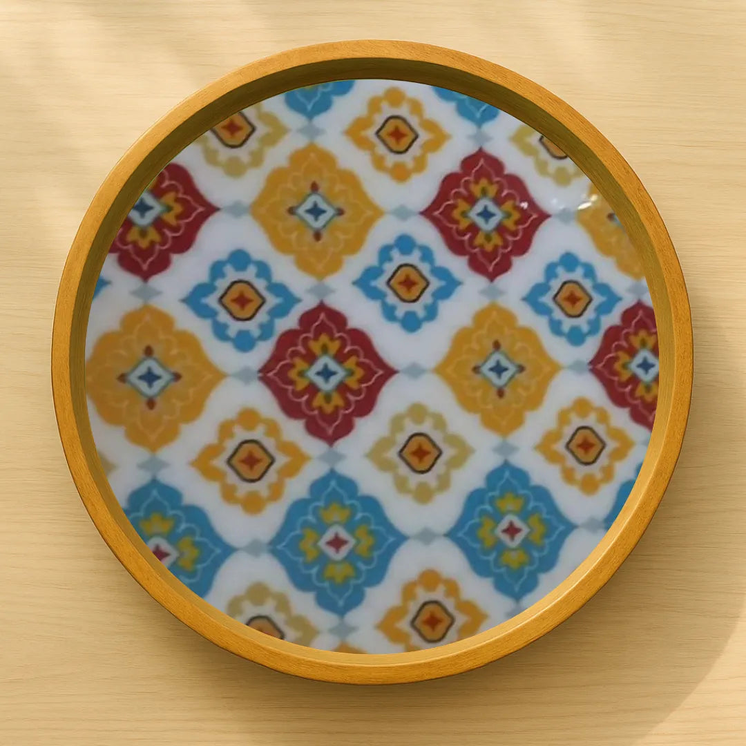 Multicolor Moroccan Pattern Wooden Serveware