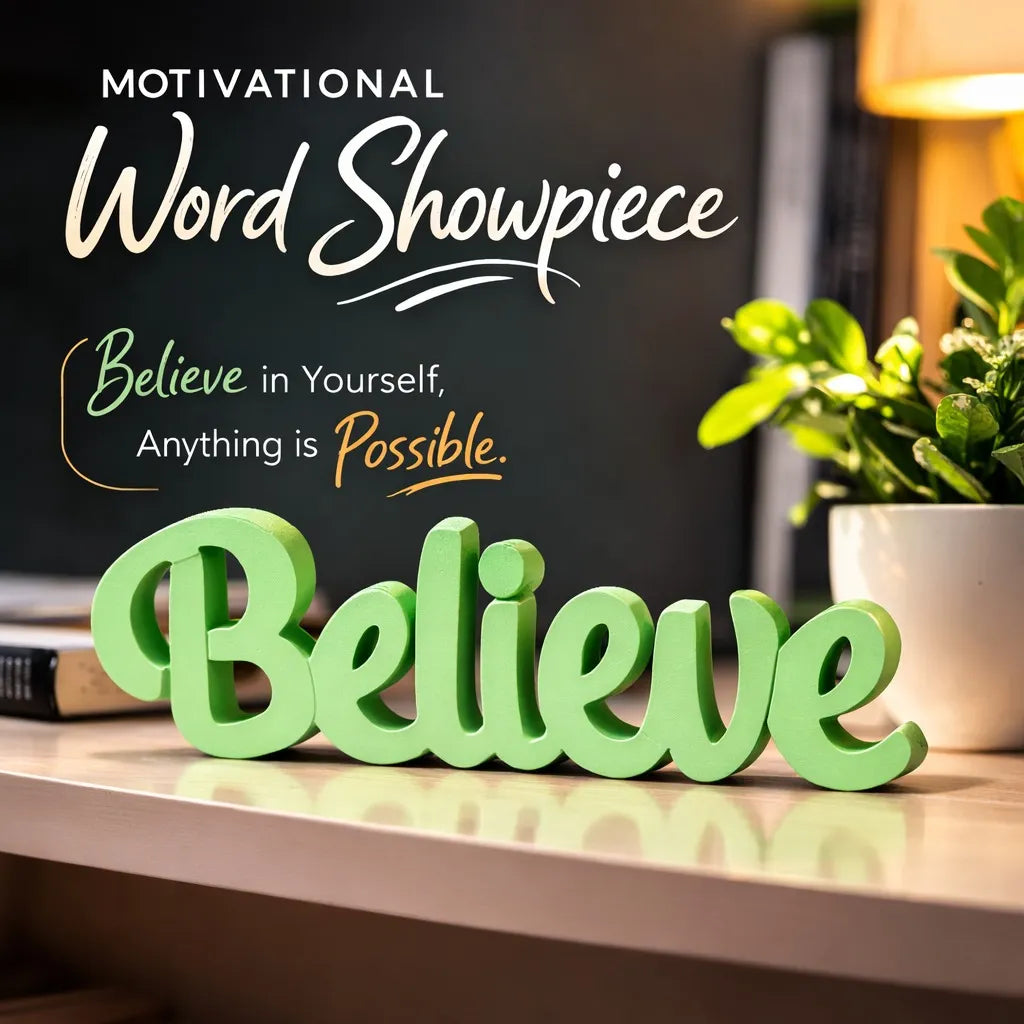 Wooden Decor Showpiece for Desk & Shelf - Believe