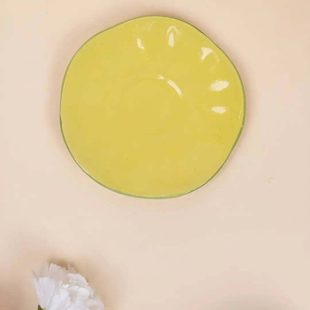 Yellow Floral Ceramic Cup & Saucer - 200 ml