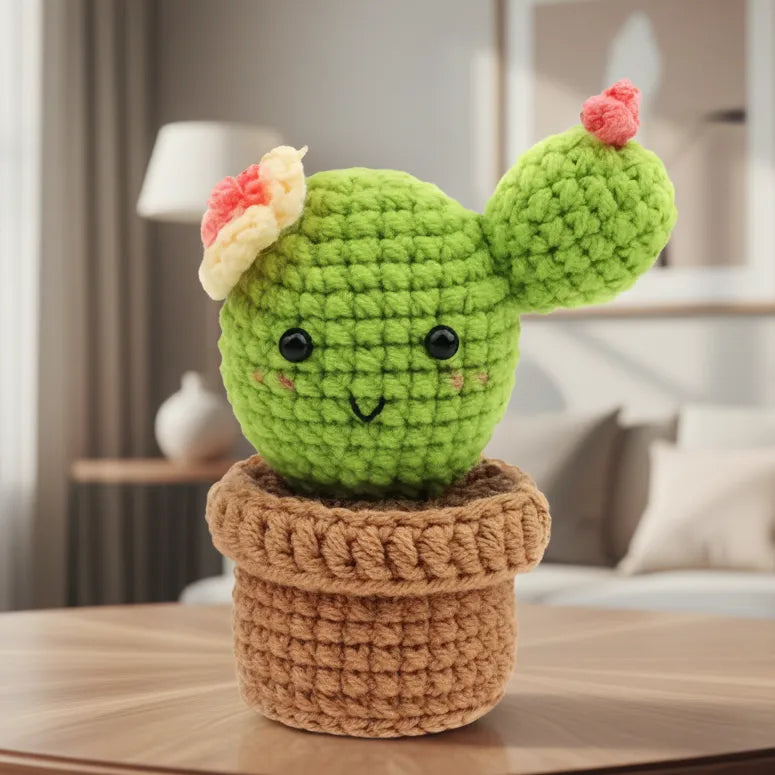Crochet Potted Ball Cactus Plant - Decorative Gift