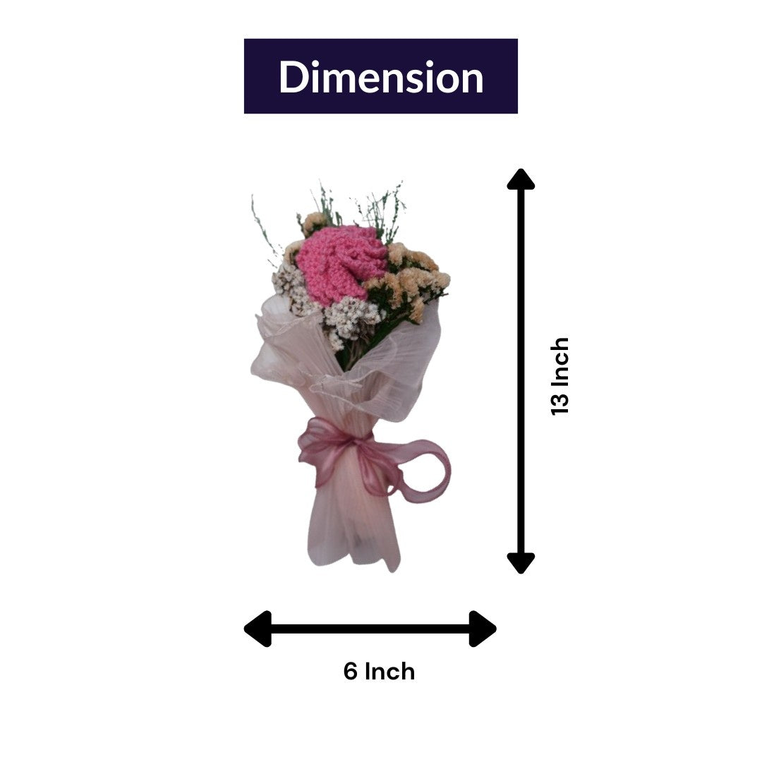 Pink Whisper Crochet Carnations Flower Bunch