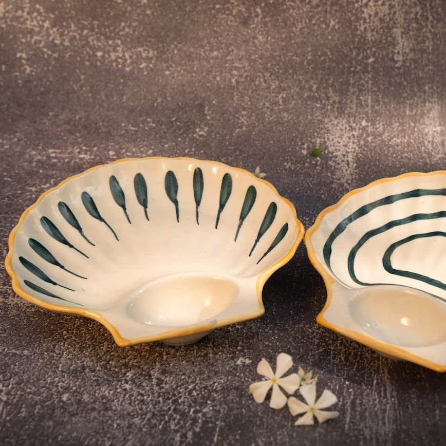 Seashell Ceramic Serving Platter - White