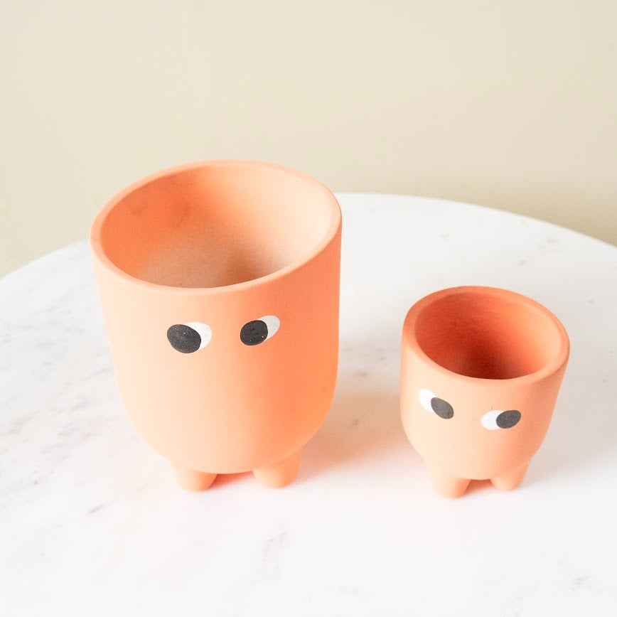 Aesthetic Face Design Ceramic Pots - Set of 2