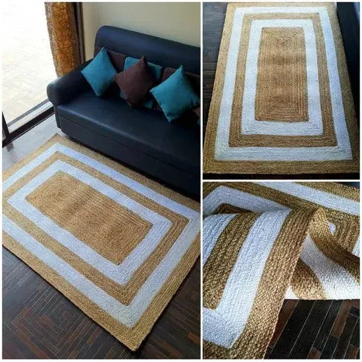 Braided Jute White-Twist Rug - Handwoven Carpet