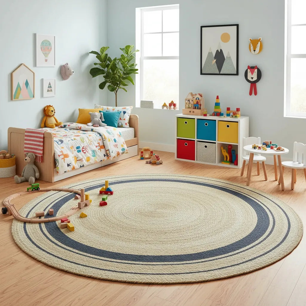 Handmade Jute Area Rug-Natural Boho Mat