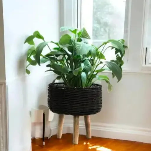 Rustic & Eco-Friendly Handwoven Black Jute Planter Baskets - Set of 3