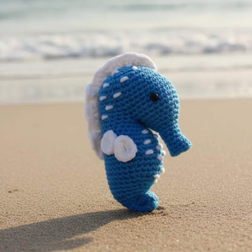 Crochet Sea Animal - Ocean Decor Collectibles - Blue Sea Horse