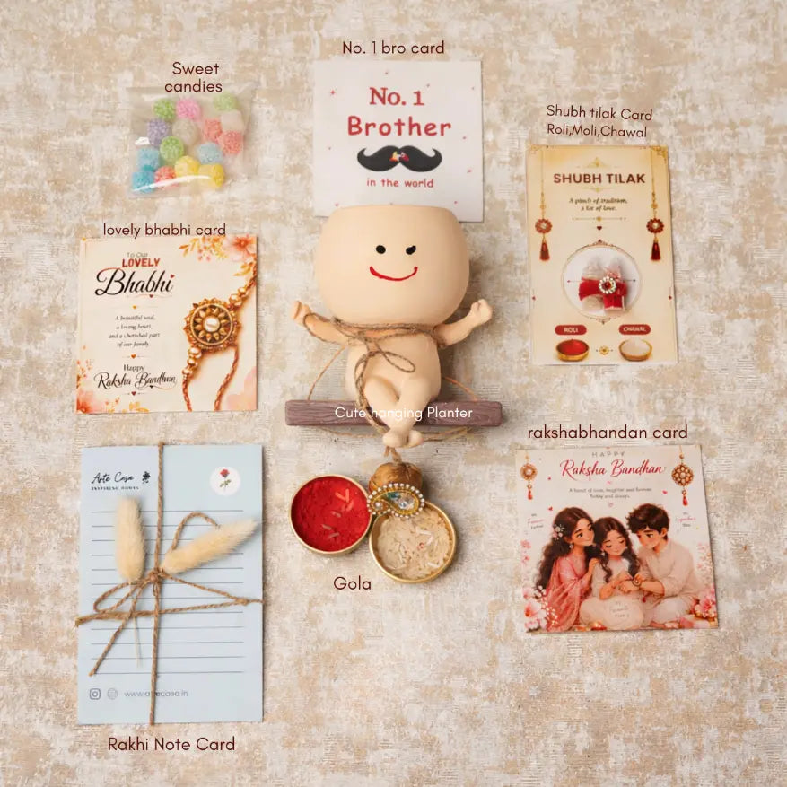 Rakhi Gift Hamper with Resin Planter for Bhai & Bhabhi