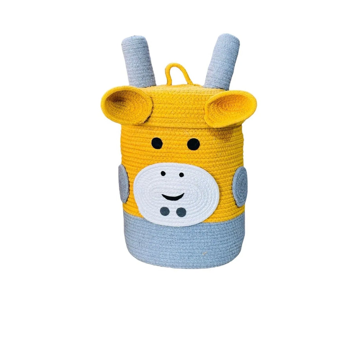 Yellow Cow Soft Cotton Toy Storage Basket with Lid