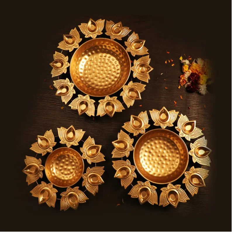 Lotus Themed Golden Urli Accents - Multiple Sizes