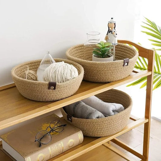 Beige Multi-purpose Storage Baskets - 20 cm x 20 cm x 8 cm