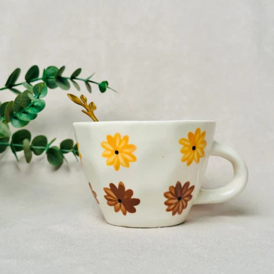 Whimsical Flower Ceramic Cup - 200 ml
