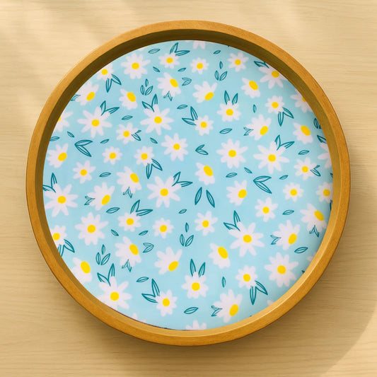 Daisy Delight Floral Print Wooden Serveware