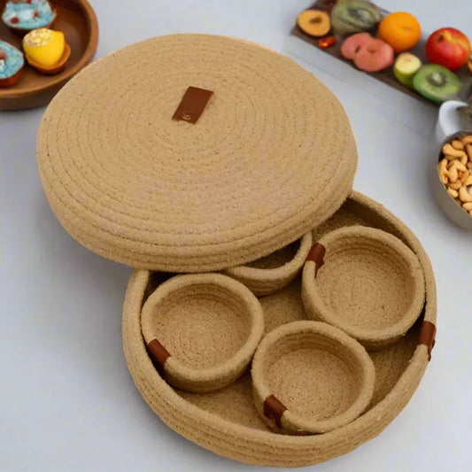 Versatile Cotton Rope Dry Fruit Box with Lid