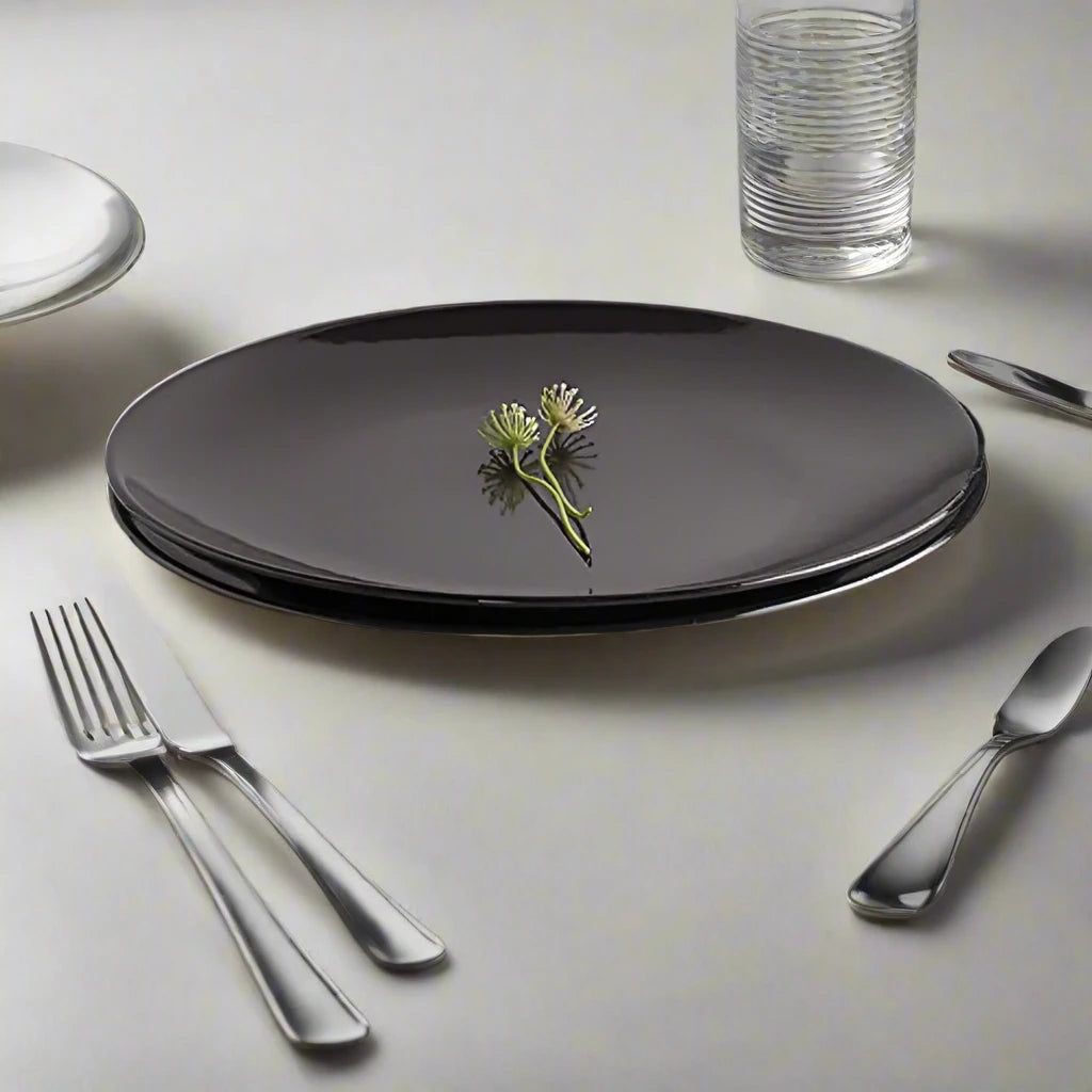 Black Solid Color Ceramic Plates - Two sizes