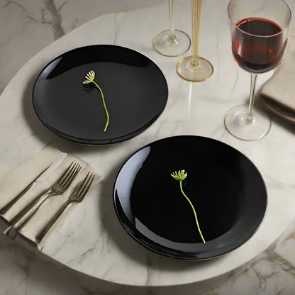 Black Solid Color Ceramic Plates - Two sizes