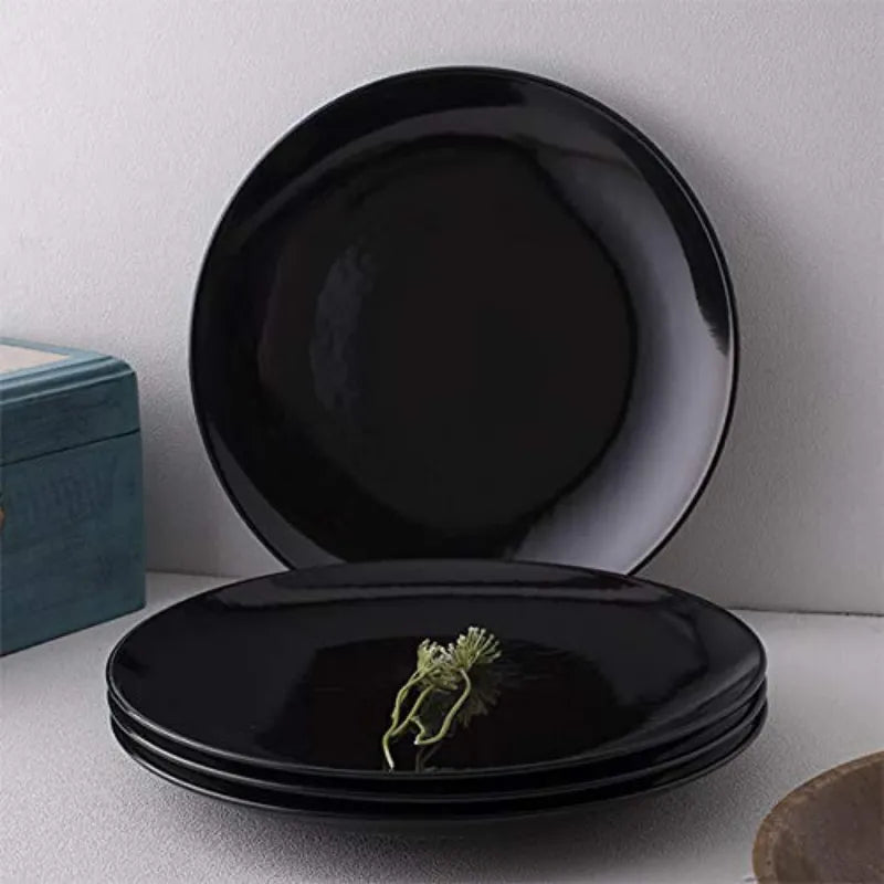 Black Solid Color Ceramic Plates - Two sizes