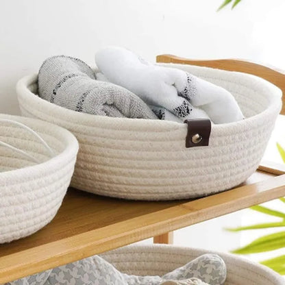 White Sustainable Cotton Multi-purpose Storage Baskets - 20 cm x 20 cm x 8 cm