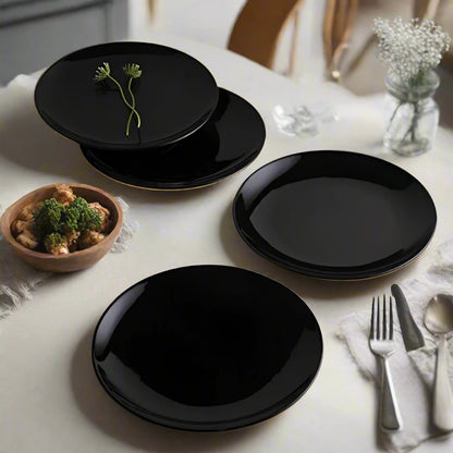 Black Solid Color Ceramic Plates - Two sizes