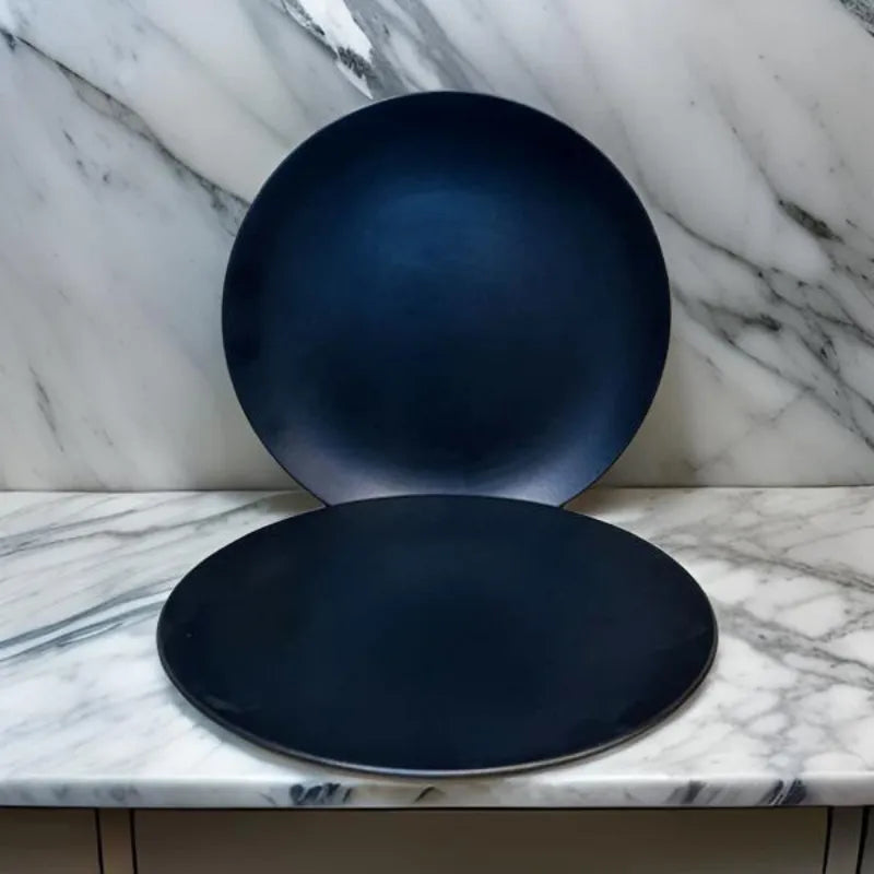 Black Solid Color Ceramic Plates - Two sizes