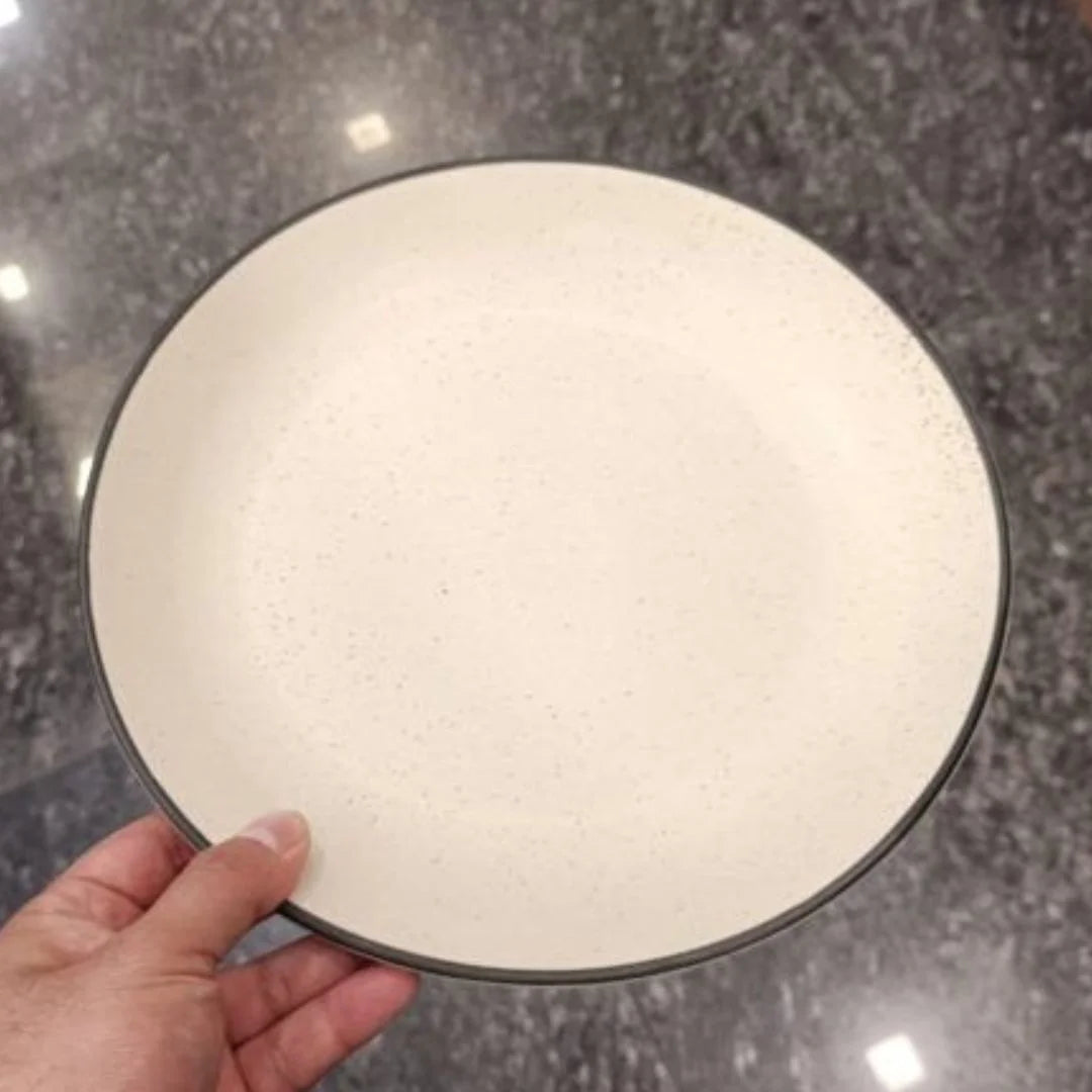 Ceramic White Plates with Dots & Black Rim - Two sizes