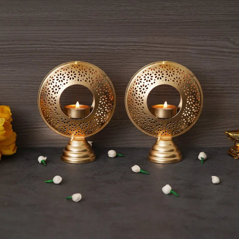 Golden Glow Tealight Centerpieces - Set of 2