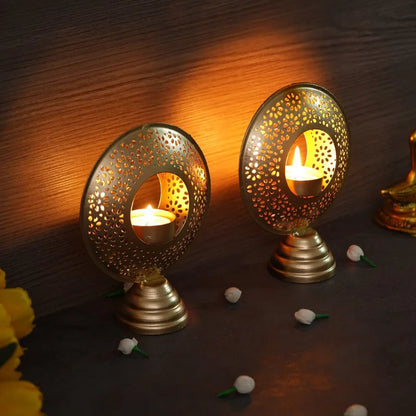 Golden Glow Tealight Centerpieces - Set of 2