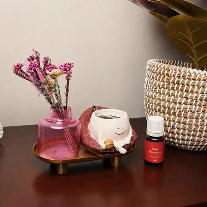Floral Reed Aroma Diffuser Decor Set in Tray with Planter & Aroma Oil