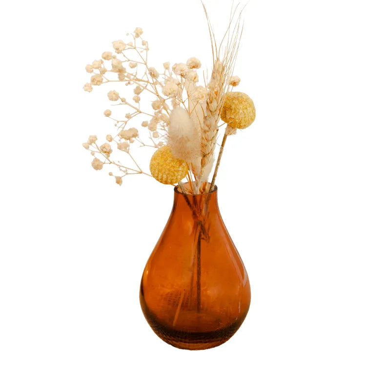 Rustic Meadow Floral Glass Vase with Dried Flowers