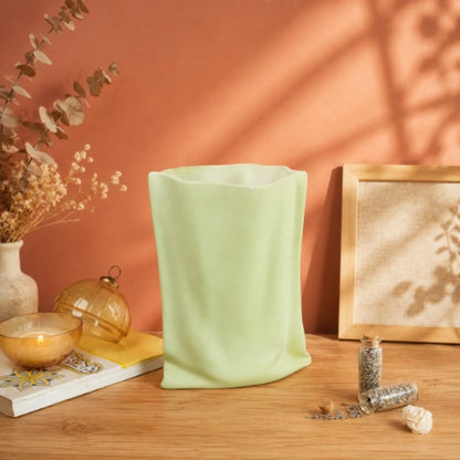 Matcha Sculpted Ceramic Vase with Dried Flowers