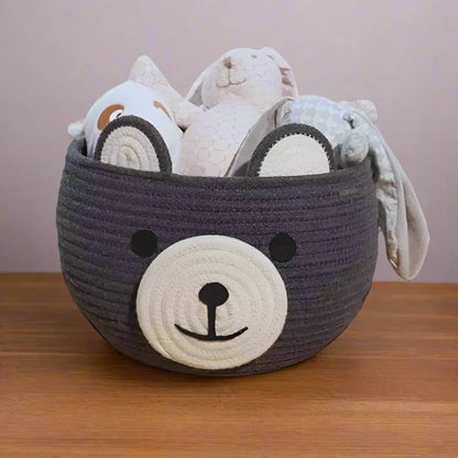 Grey Cotton Handmade Organizer Basket - 10 inch x 10 inch