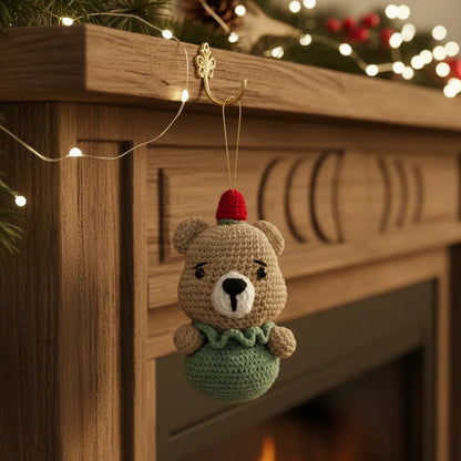 Festive Crochet Bear Soft Toy & Decor Ornament