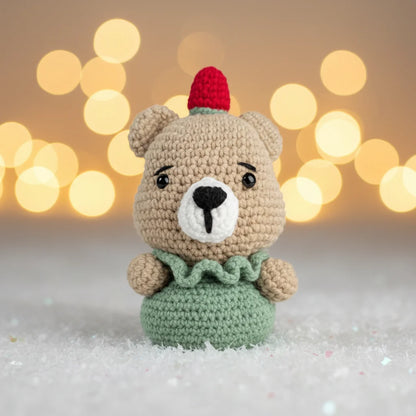 Festive Crochet Bear Soft Toy & Decor Ornament