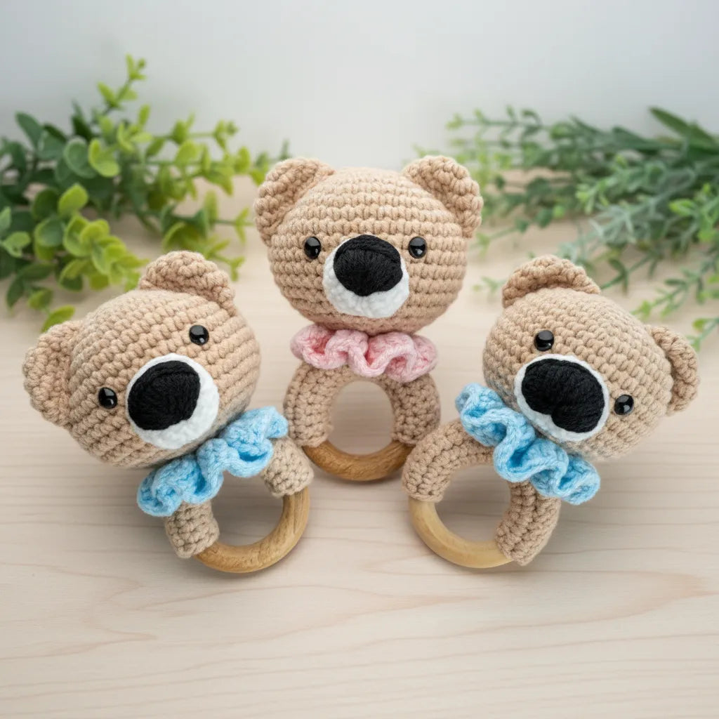Handcrafted Soft Crochet Baby Bear Rattle Toy