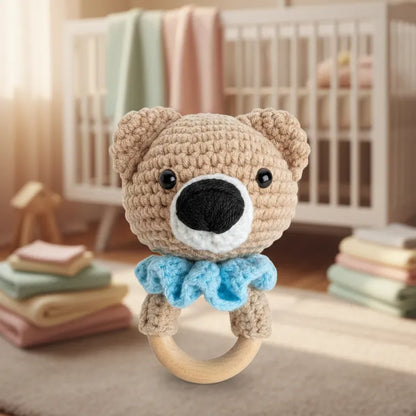 Handcrafted Soft Crochet Baby Bear Rattle Toy