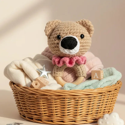 Handcrafted Soft Crochet Baby Bear Rattle Toy