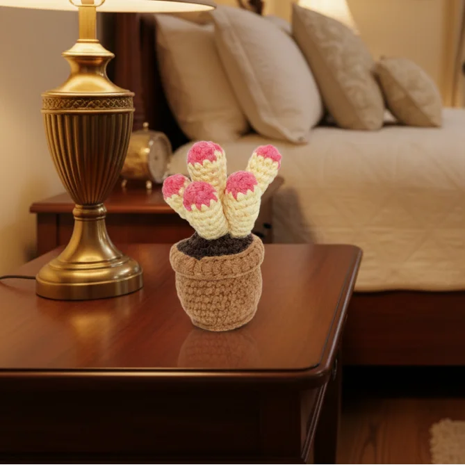 Crochet Mini Potted Star Cactus Plant - Cozy Home Decor