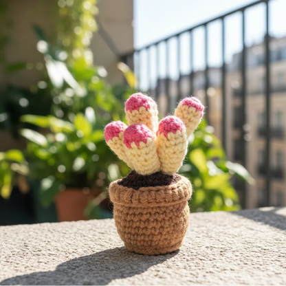 Crochet Mini Potted Star Cactus Plant - Cozy Home Decor